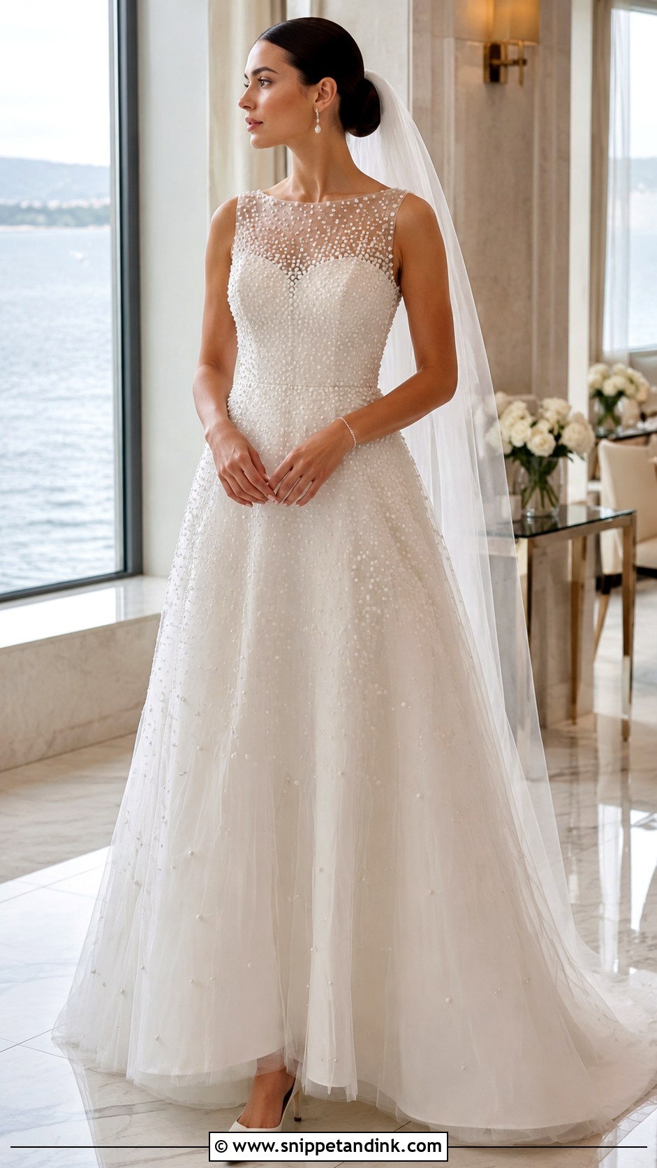 Pearl Embellished Bridal Gown - Snippet and Ink - 20 Modern Bridal Gowns