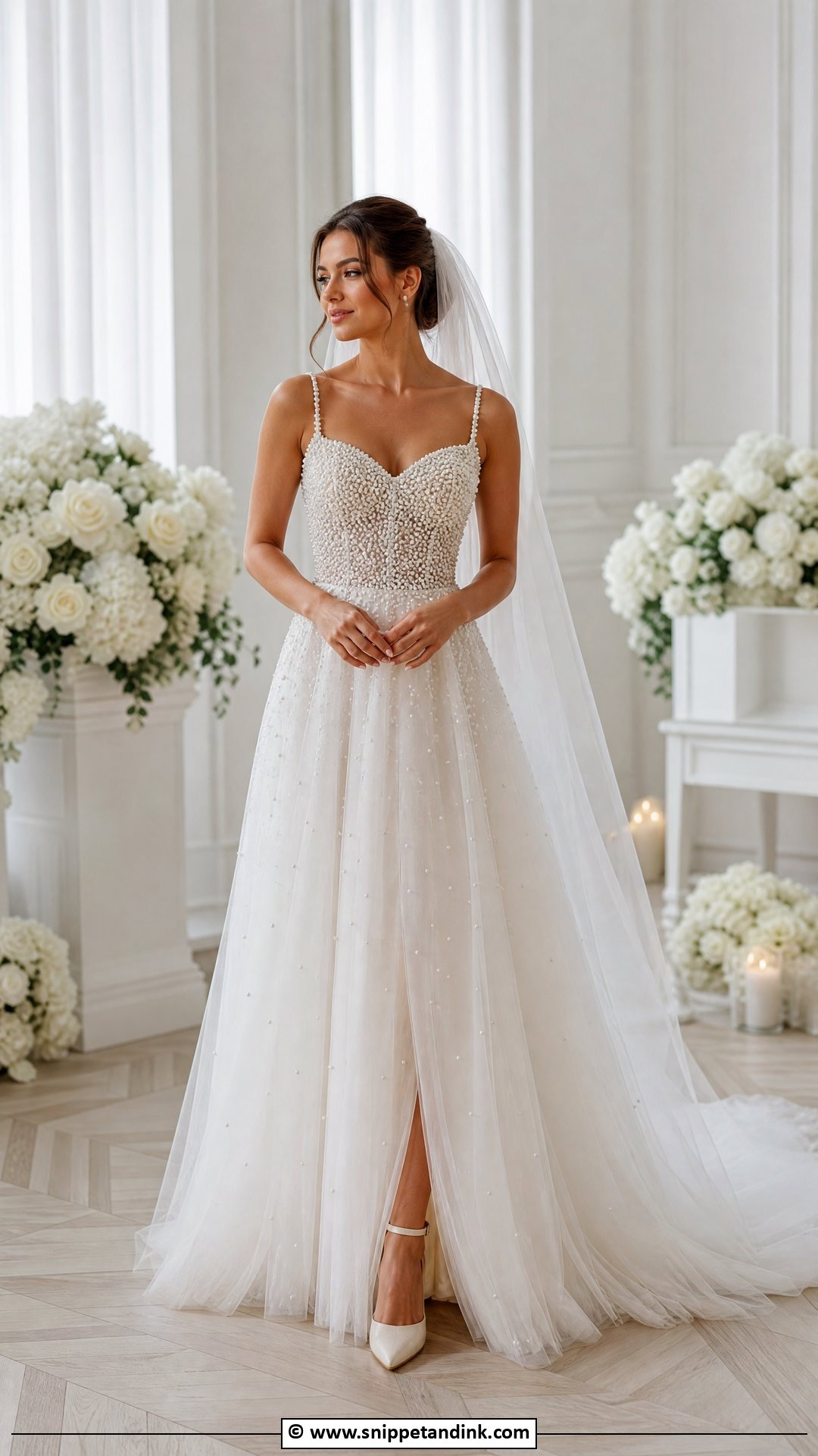 Pearl Embellished Bridal Gown - Snippet and Ink - 35 Bridal Gowns