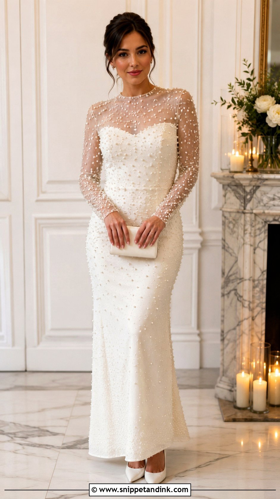 Pearl Embellished Bridal Maxi Dress - Snippet and Ink - 20 Bridal Maxi Dress Ideas