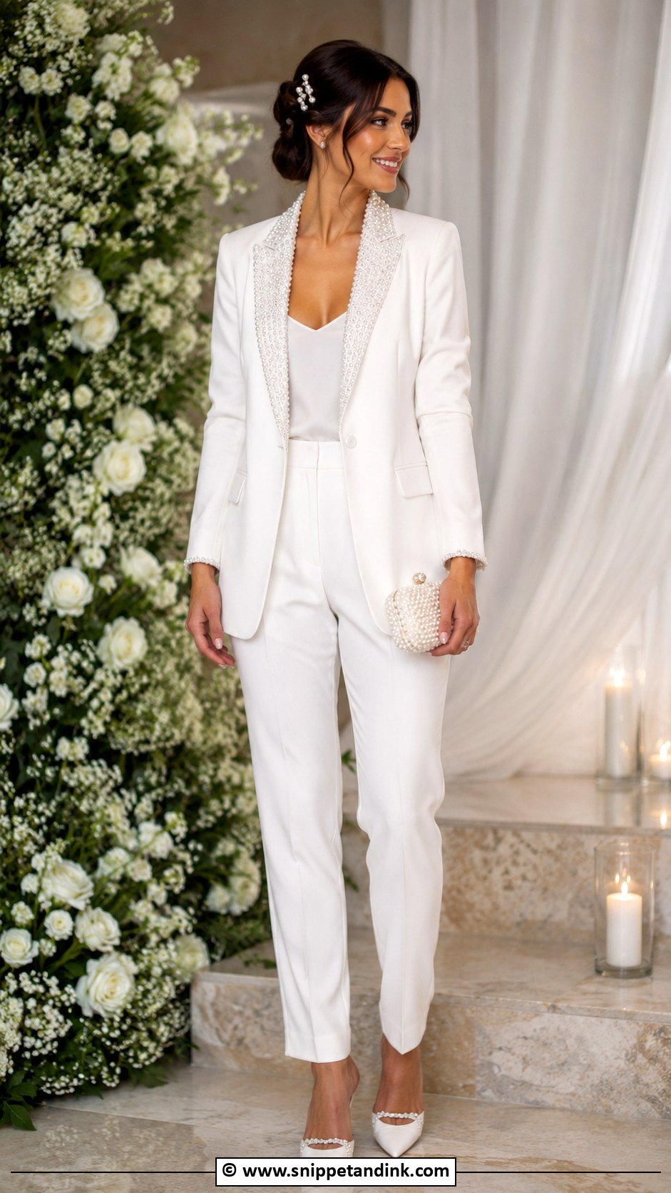 Pearl Embellished Bridal Suit - Snippet and Ink - 25 Bridal Suits for Women