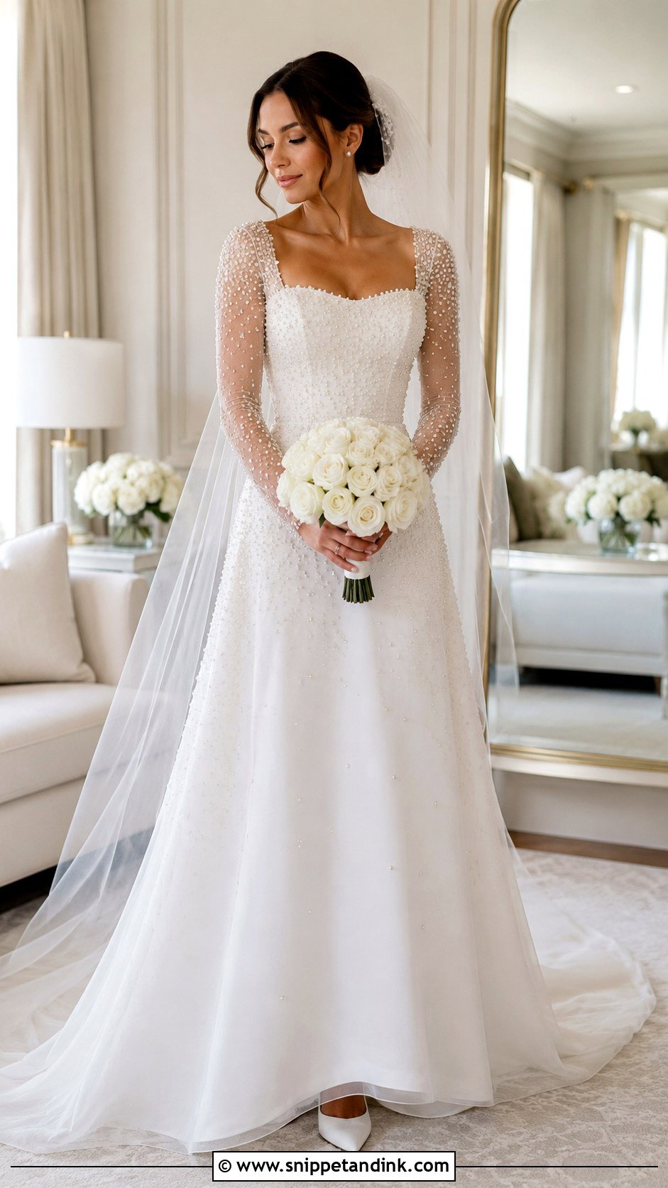 Pearl Embellished Bridal Wedding Gown - Snippet and Ink - 20 Bridal Wedding Gowns