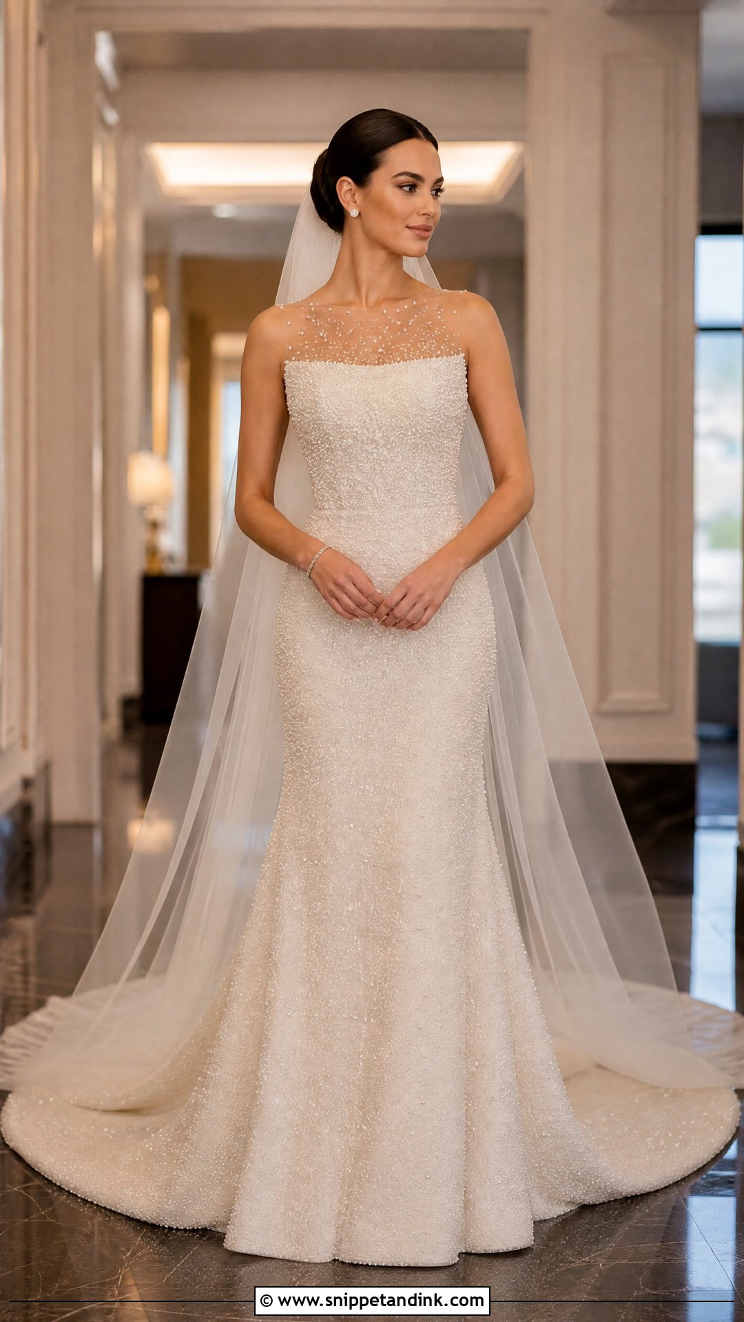 Pearl Embellished Bride Dress - Snippet and Ink - 20 Romantic Bride Dress Ideas