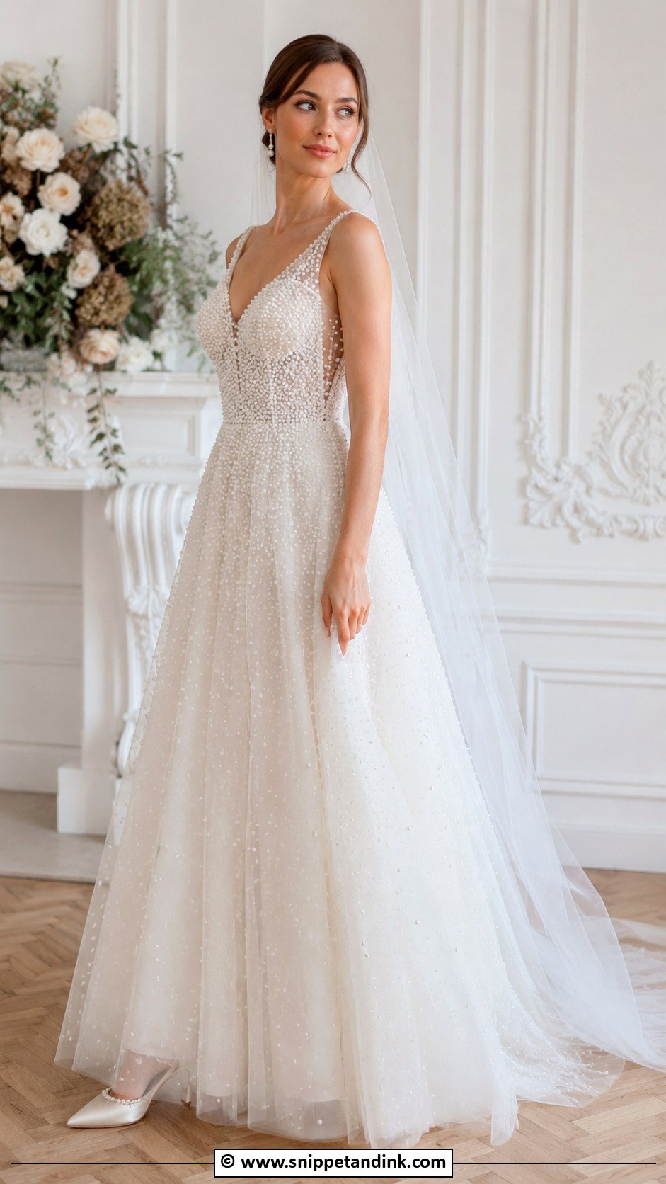 Pearl Embellished Bride Dress - Snippet and Ink - 30 Brides Dresses
