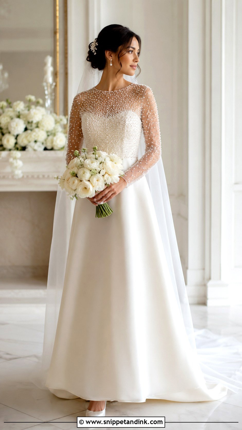 Pearl Embellished Bride Look - Snippet and Ink - 20 Cute Bride Ideas