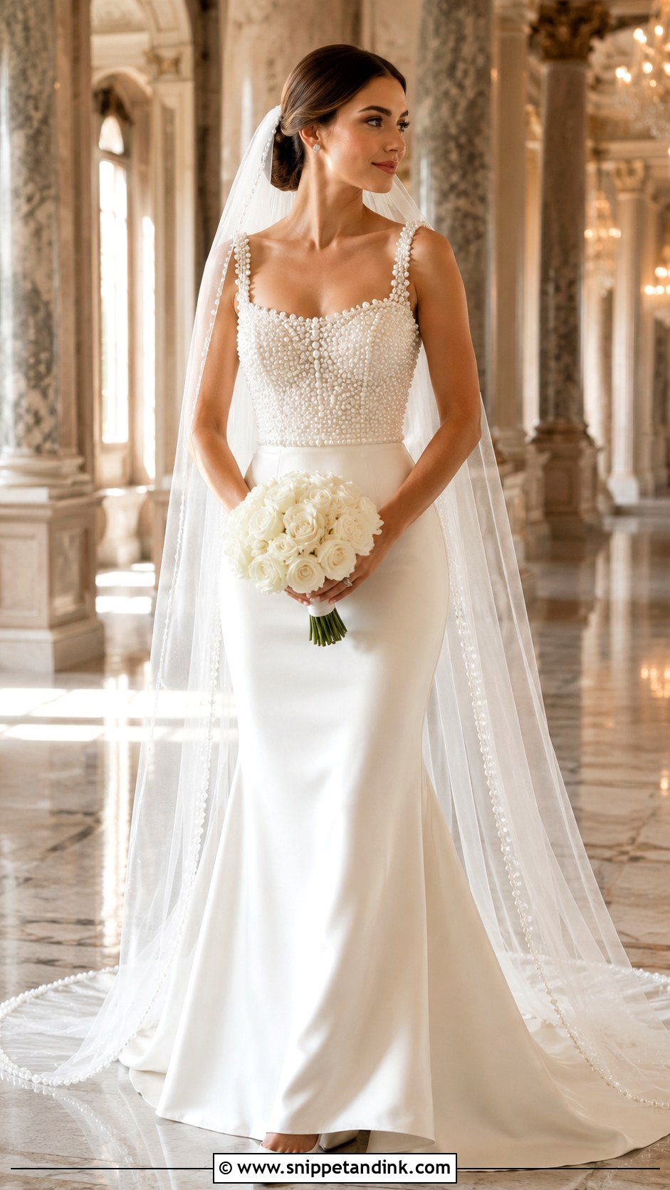 Pearl Embellished Castle Wedding Dress - Snippet and Ink - 20 Castle Wedding Dress Ideas