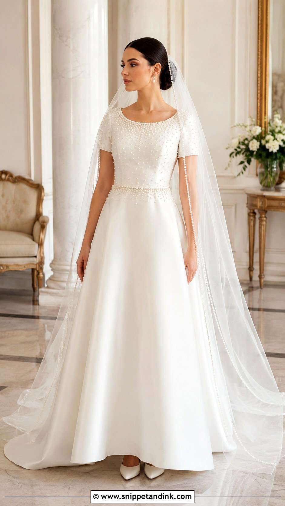 Pearl Embellished Christian Bridal Dress - Snippet and Ink - 20 Christian Bridal Dress Ideas