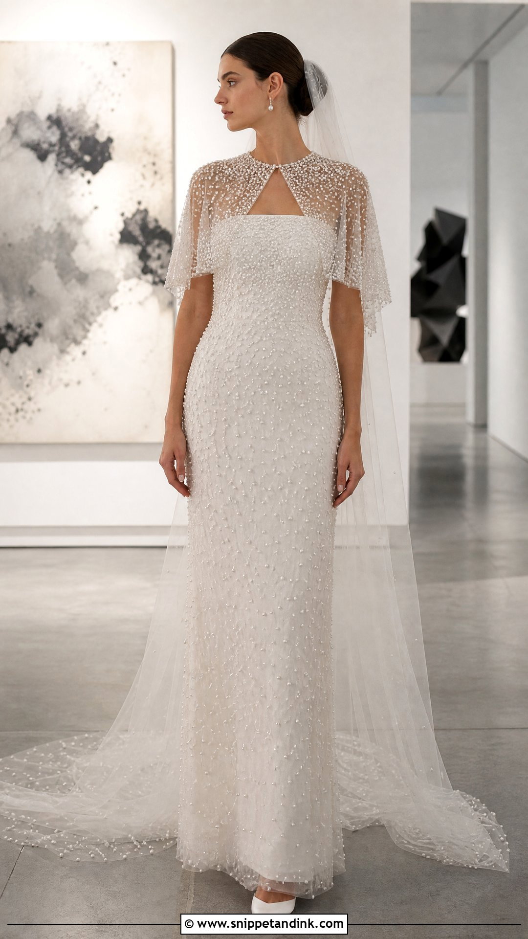 Pearl Embellished Column Wedding Dress - Snippet and Ink - 20 Zuhair Murad Bridal Elie Saab Wedding Dresses