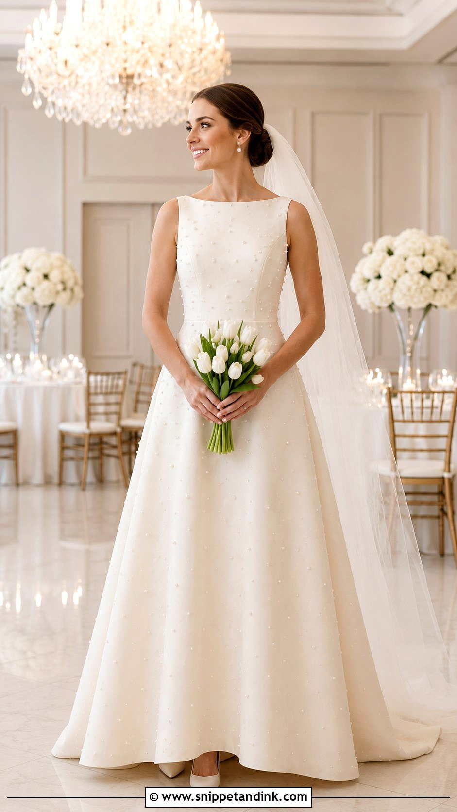Pearl Embellished Cream Wedding Dress - Snippet and Ink - 20 Cream Wedding Dresses