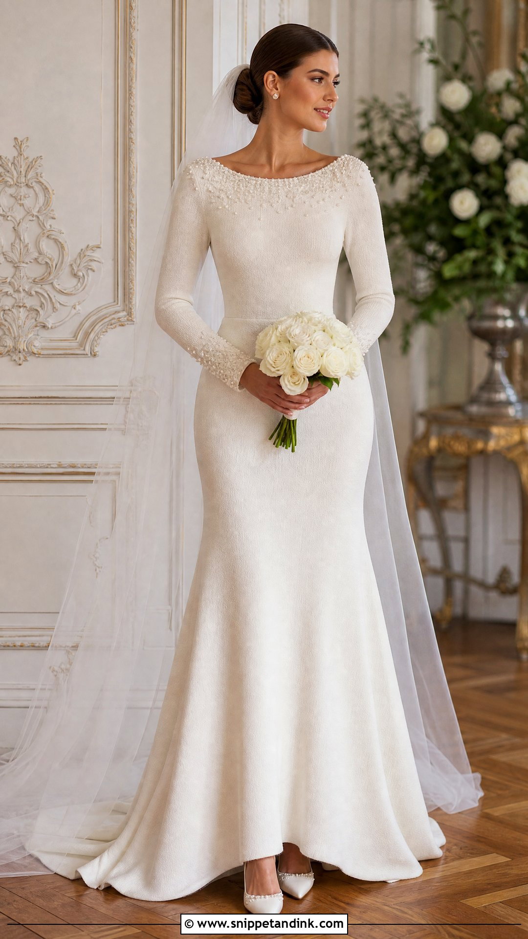 Pearl Embellished Knitted Wedding Dress - Snippet and Ink - 25 Knitted Wedding Dress Ideas