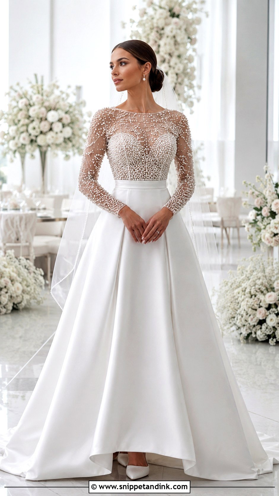 Pearl Embellished Marriage Gown - Snippet and Ink - 20 Marriage Gown Ideas