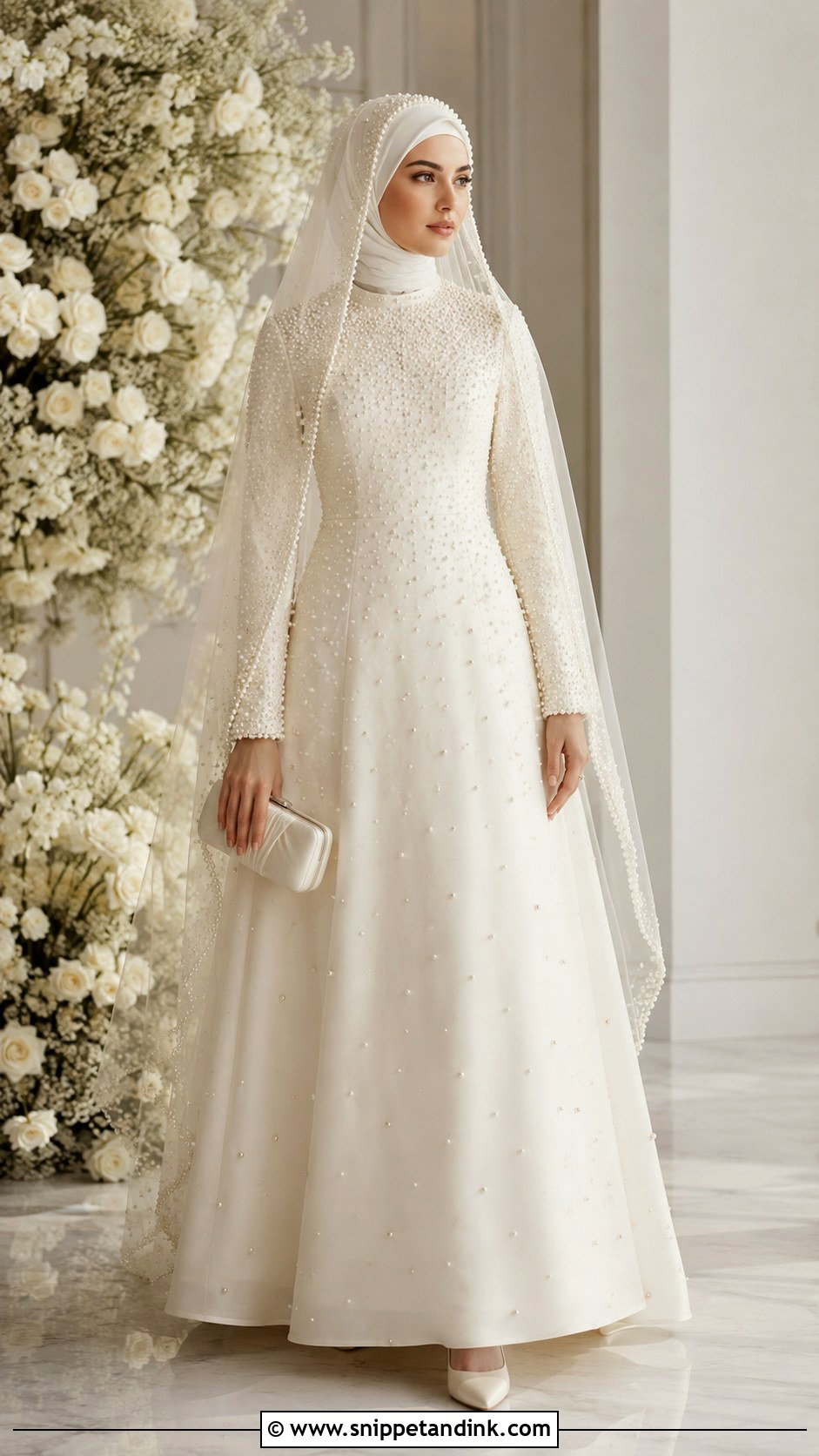 Pearl Embellished Nikah Gown - Snippet and Ink - 20 Dress for Nikah Ideas