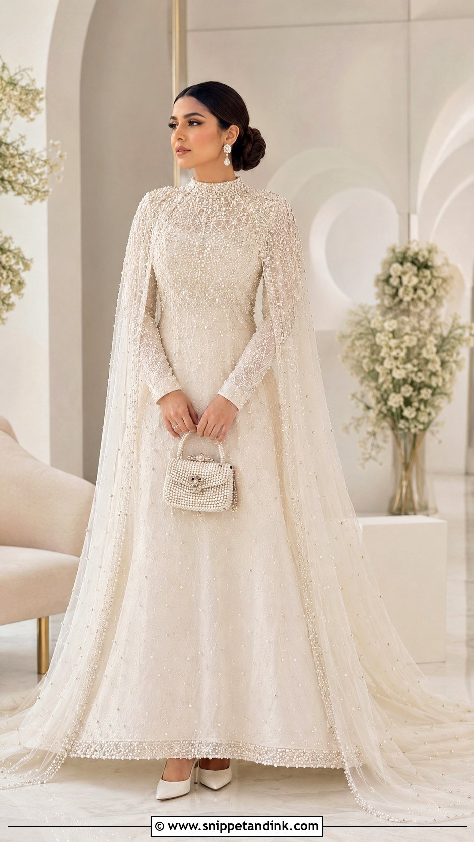 Pearl Embellished Nikkah Gown - Snippet and Ink - 20 Dresses for Nikkah