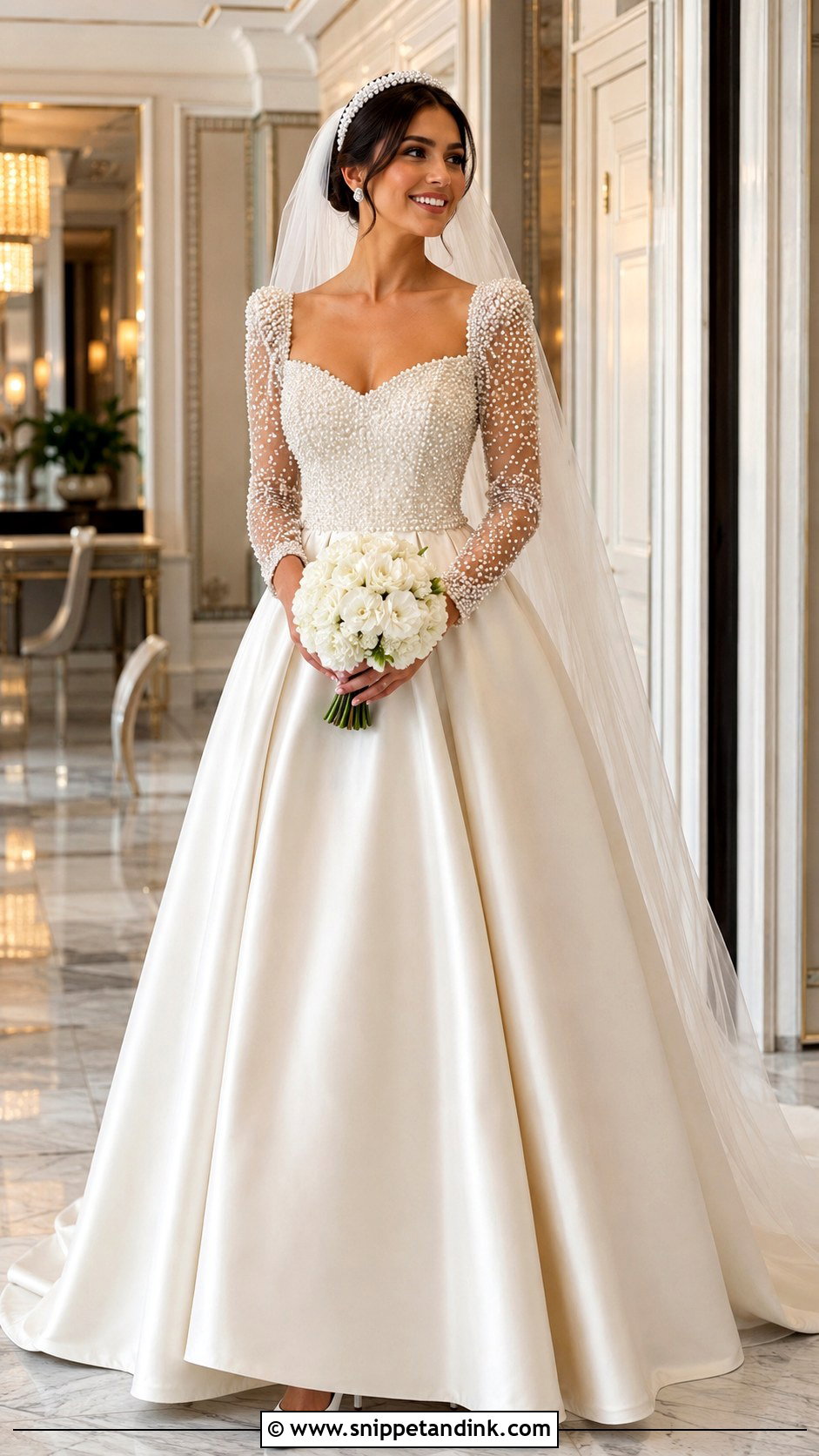 Pearl Embellished Princess Wedding Dress - Snippet and Ink - 20 Big Princess Wedding Dresses