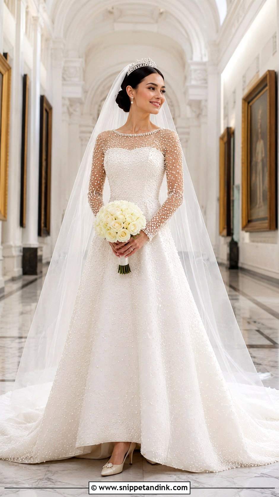 Pearl Embellished Royal Wedding Dress - Snippet and Ink - 20 Royal Wedding Dress Aesthetic Ideas