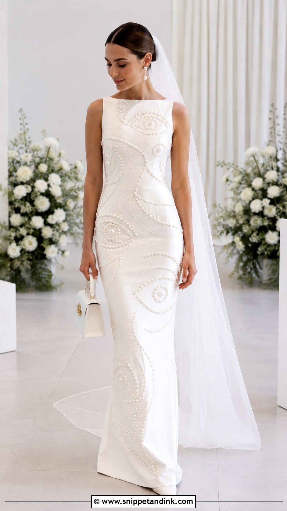 Pearl Embellished Schiaparelli Wedding Dress - Snippet and Ink - 20 Schiaparelli Wedding Dress Ideas