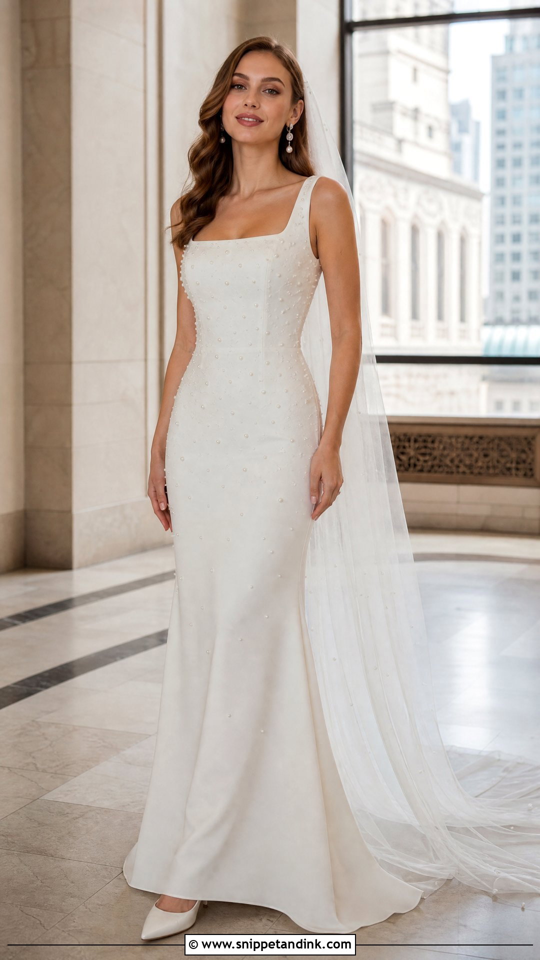Pearl Embellished Sheath Wedding Dress - Snippet and Ink - 20 Unique Modern Wedding Dress Ideas