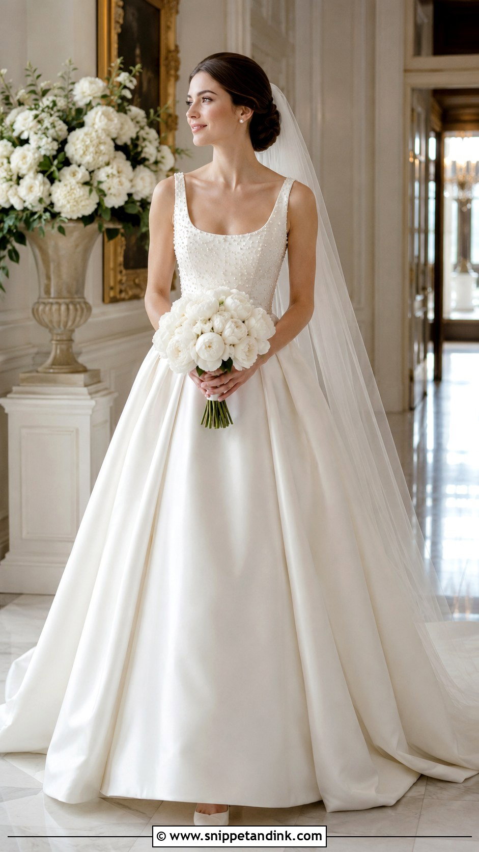 Pearl Embellished Silk Wedding Dress Ballgown - Snippet and Ink - 20 Silk Wedding Dress Ballgown Ideas
