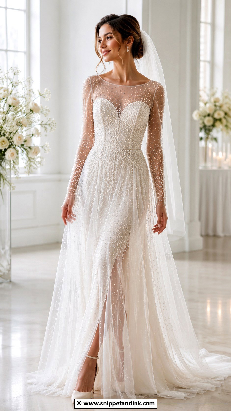 Pearl Embellished Wedding Dress - Snippet and Ink - 30 2026 Wedding Dress Ideas
