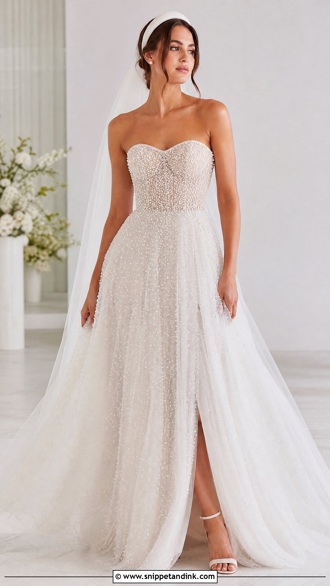 Pearl Embellished Wedding Dress - Snippet and Ink - 20 Glamorous Wedding Dress Ideas