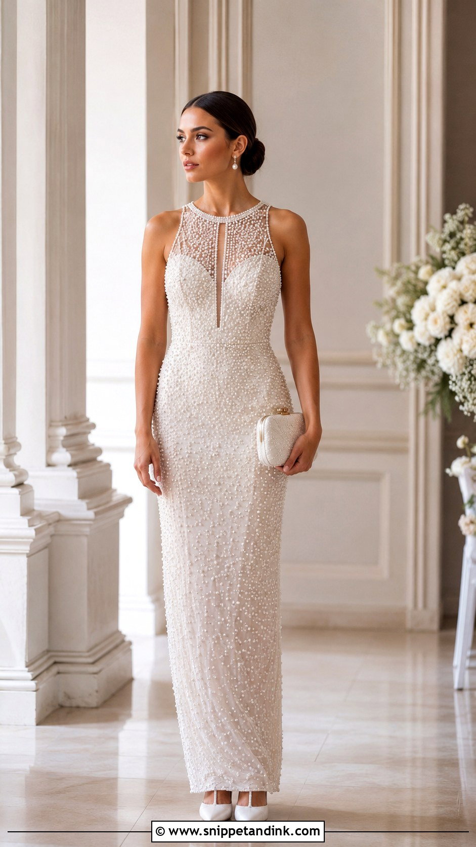 Pearl Embellished Wedding Dress - Snippet and Ink - 20 Roaring 20s Wedding Dress Ideas
