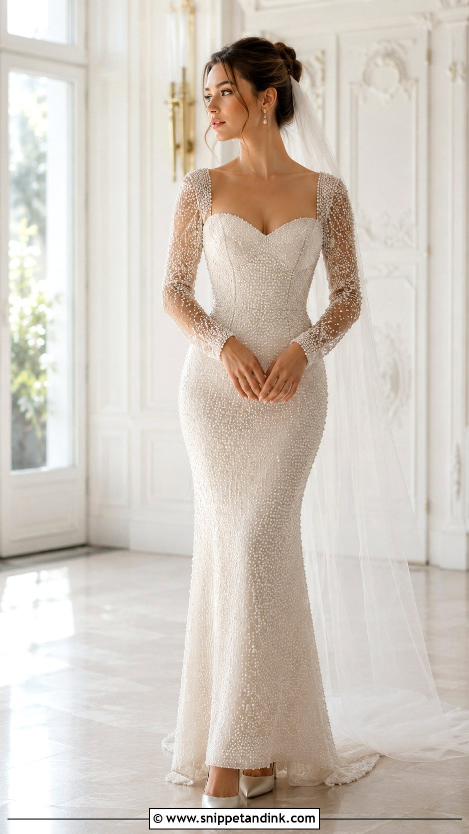 Pearl Embellished Wedding Dress - Snippet and Ink - 20 Statement Wedding Dress Ideas