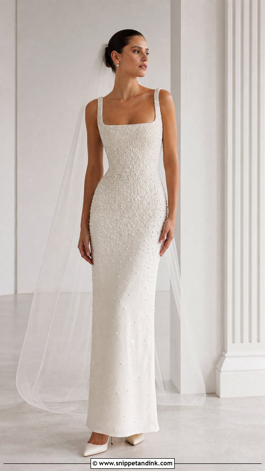 Pearl Embellished Wedding Dress - Snippet and Ink - 25 High Fashion Wedding Dress Ideas