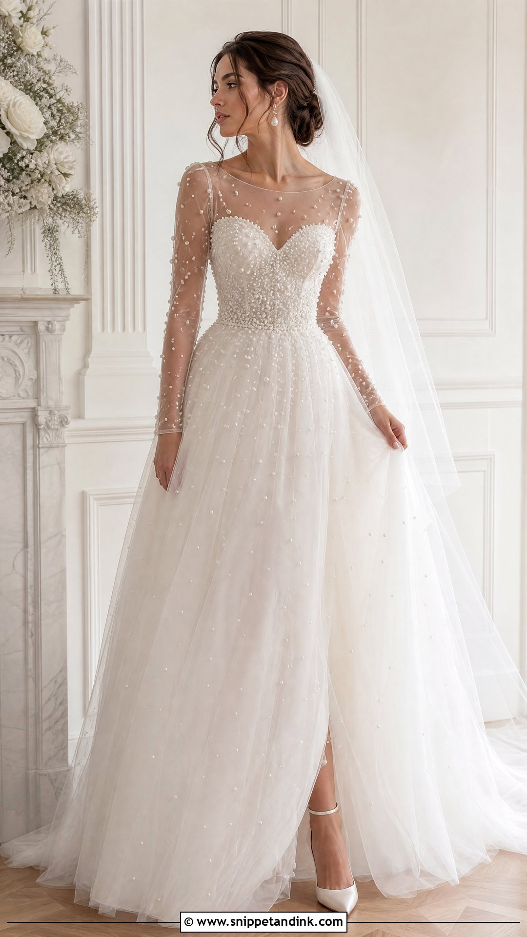 Pearl Embellished Wedding Dress - Snippet and Ink - 25 Modern Elegant Wedding Dress Ideas