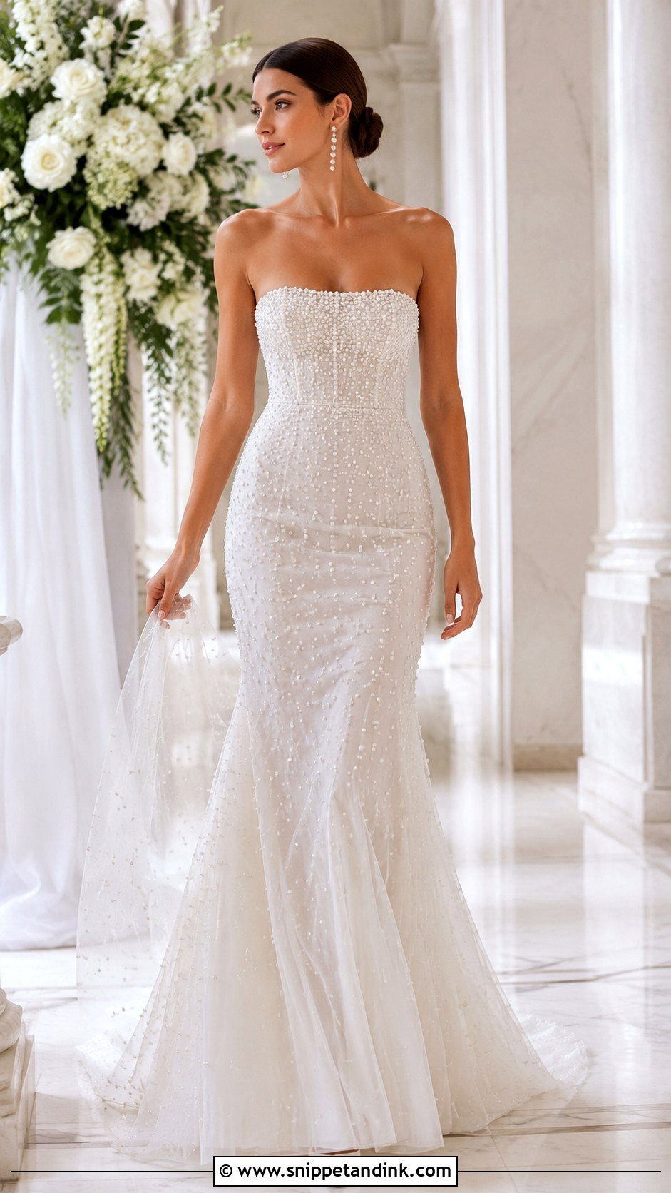 Pearl Embellished Wedding Dress - Snippet and Ink - 25 Modern Wedding Dress Ideas