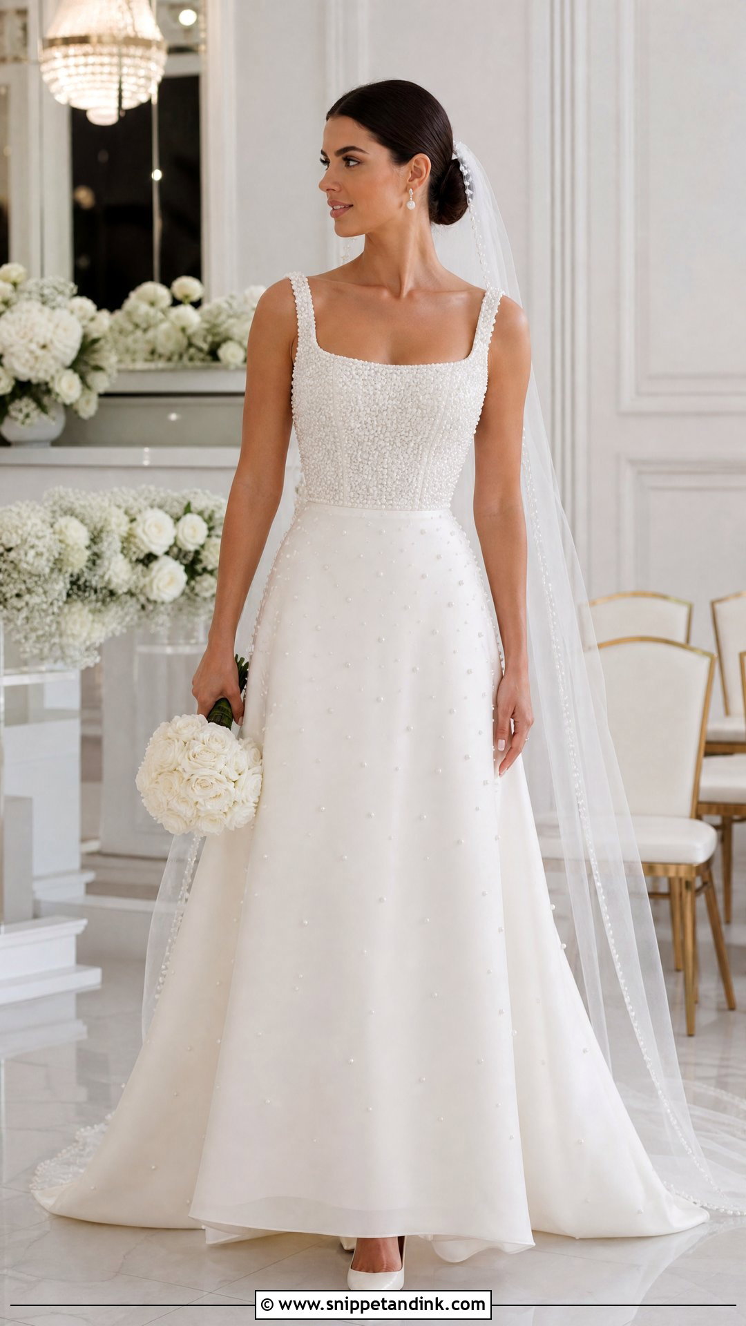 Pearl Embellished Wedding Dress - Snippet and Ink - 25 Regal Wedding Dress Ideas