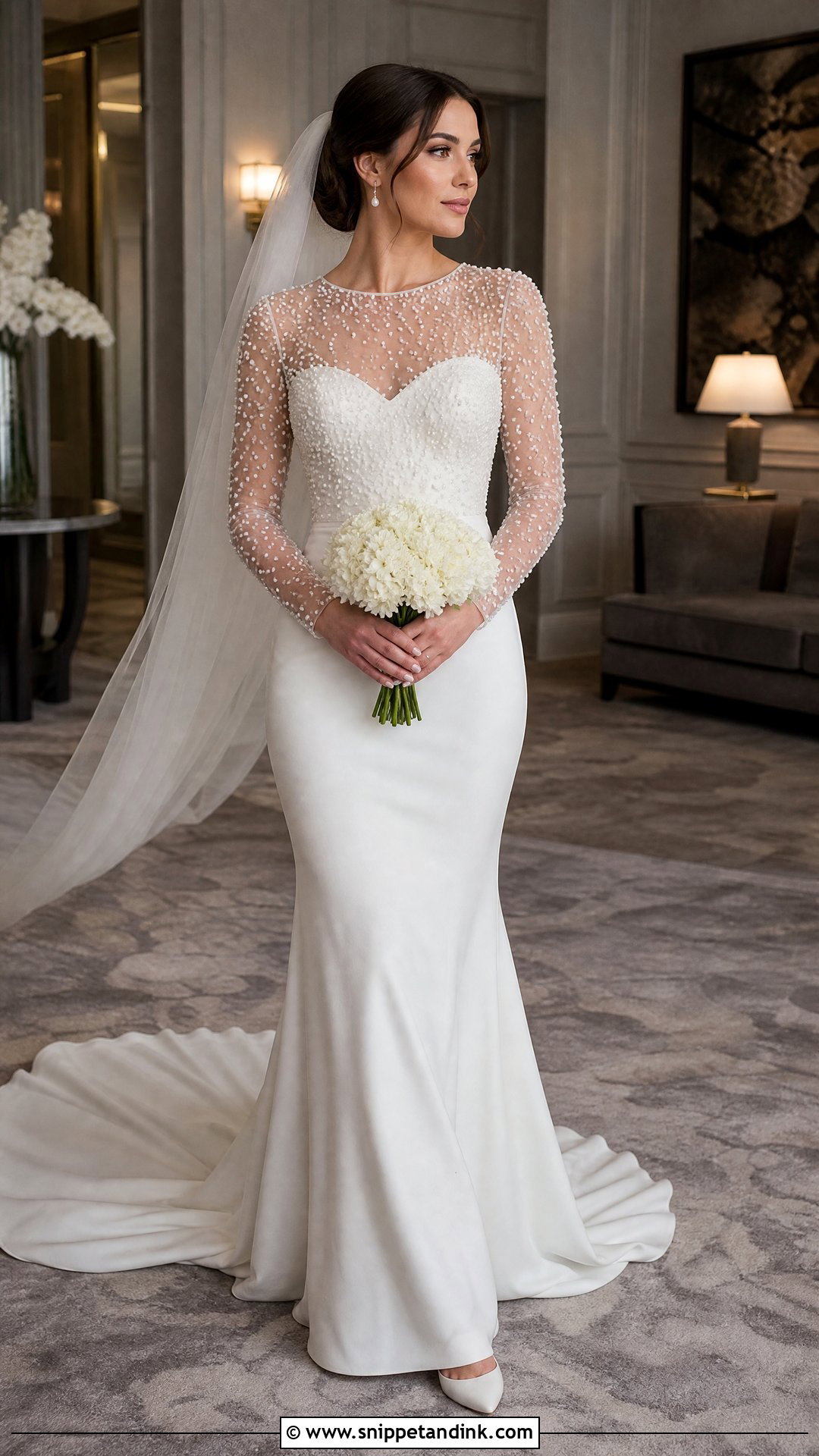 Pearl Embellished Wedding Dress - Snippet and Ink - 25 Runway Wedding Dress Ideas