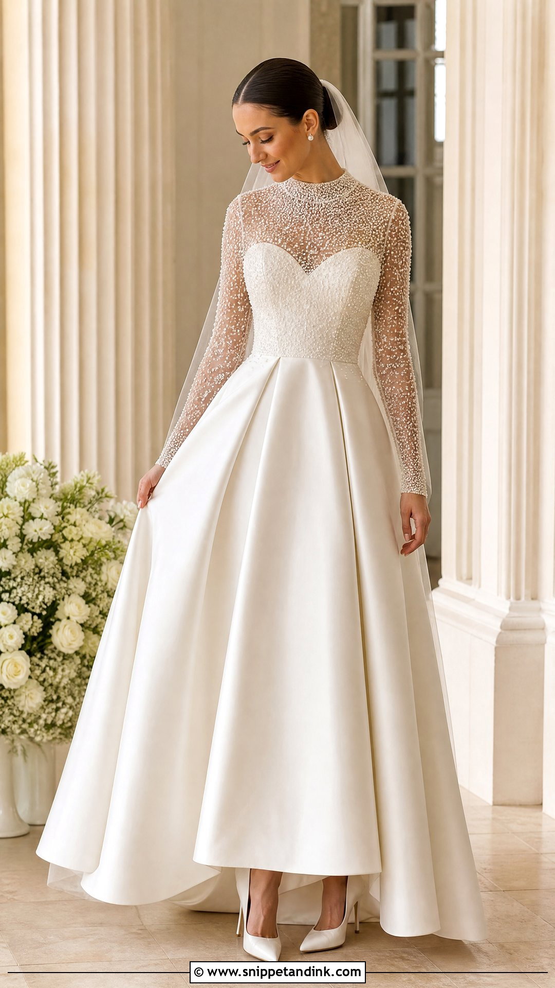 Pearl Embellished Wedding Dress - Snippet and Ink - 25 Vintage Timeless Wedding Dress Ideas