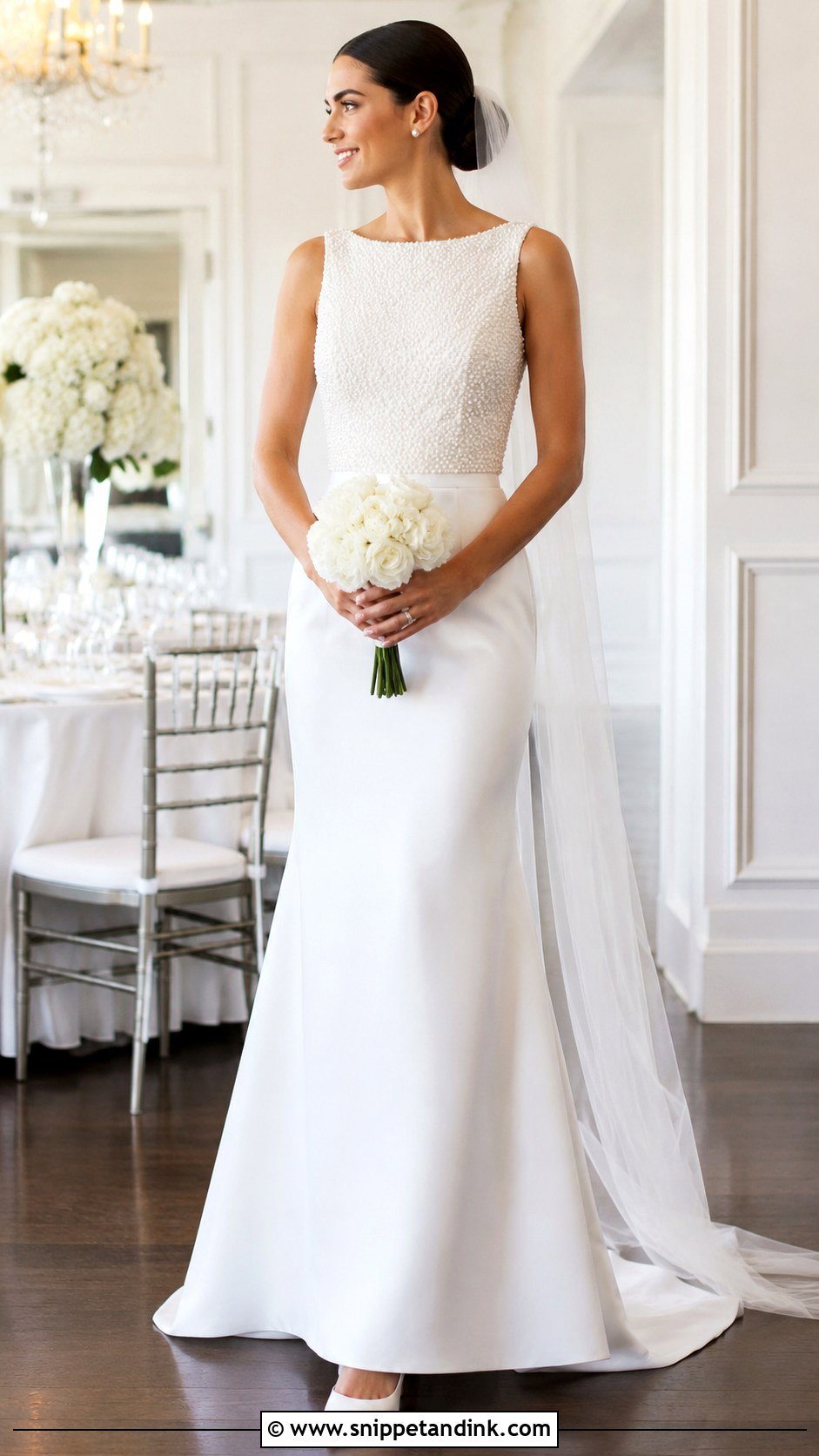 Pearl Embellished Wedding Dress - Snippet and Ink - 20 Brides Wedding Dress Ideas