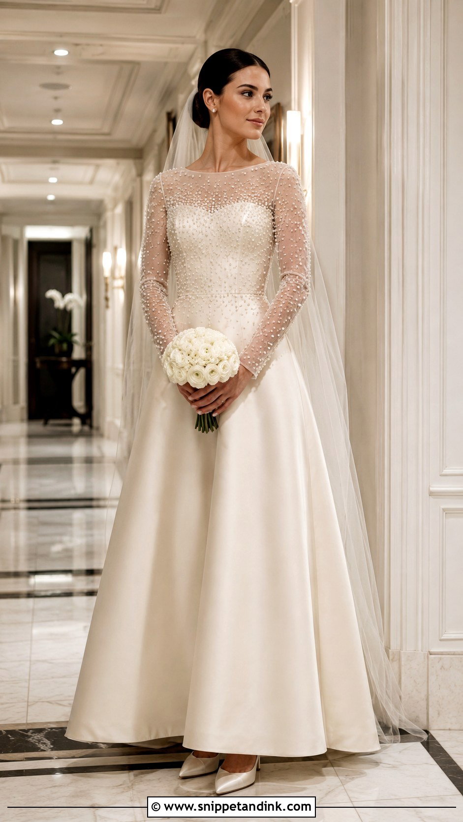 Pearl Embellished Wedding Dress - Snippet and Ink - 20 Classy Sophisticated Bride Wedding Dress Ideas