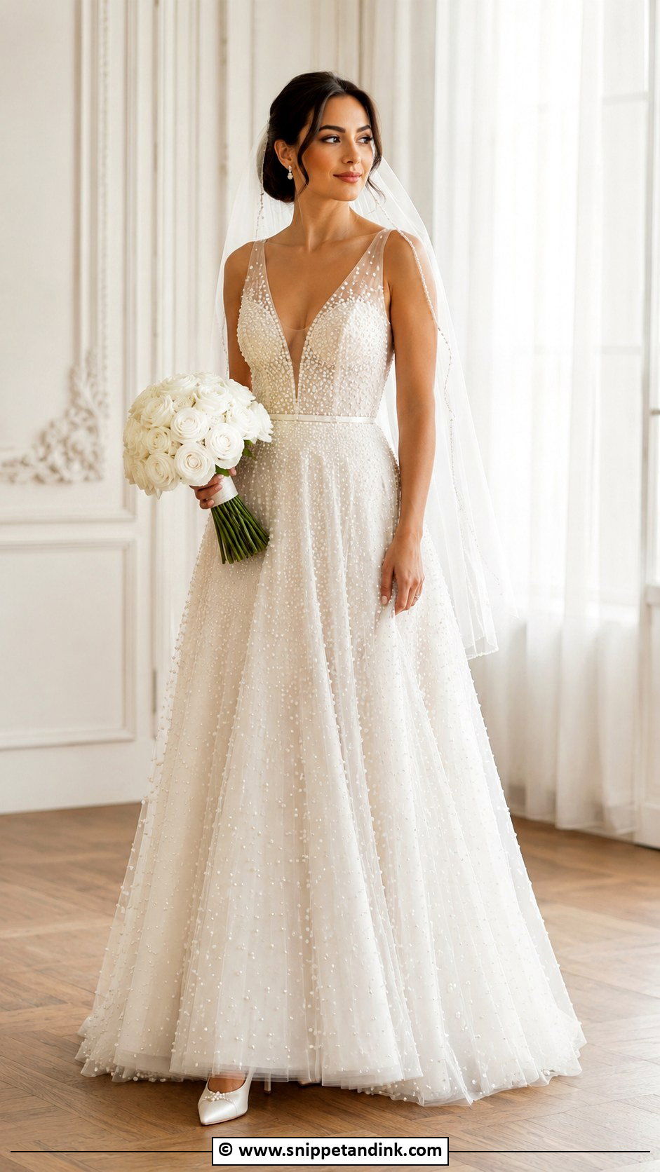 Pearl Embellished Wedding Dress - Snippet and Ink - 30 Wedding Dress 2024 Ideas