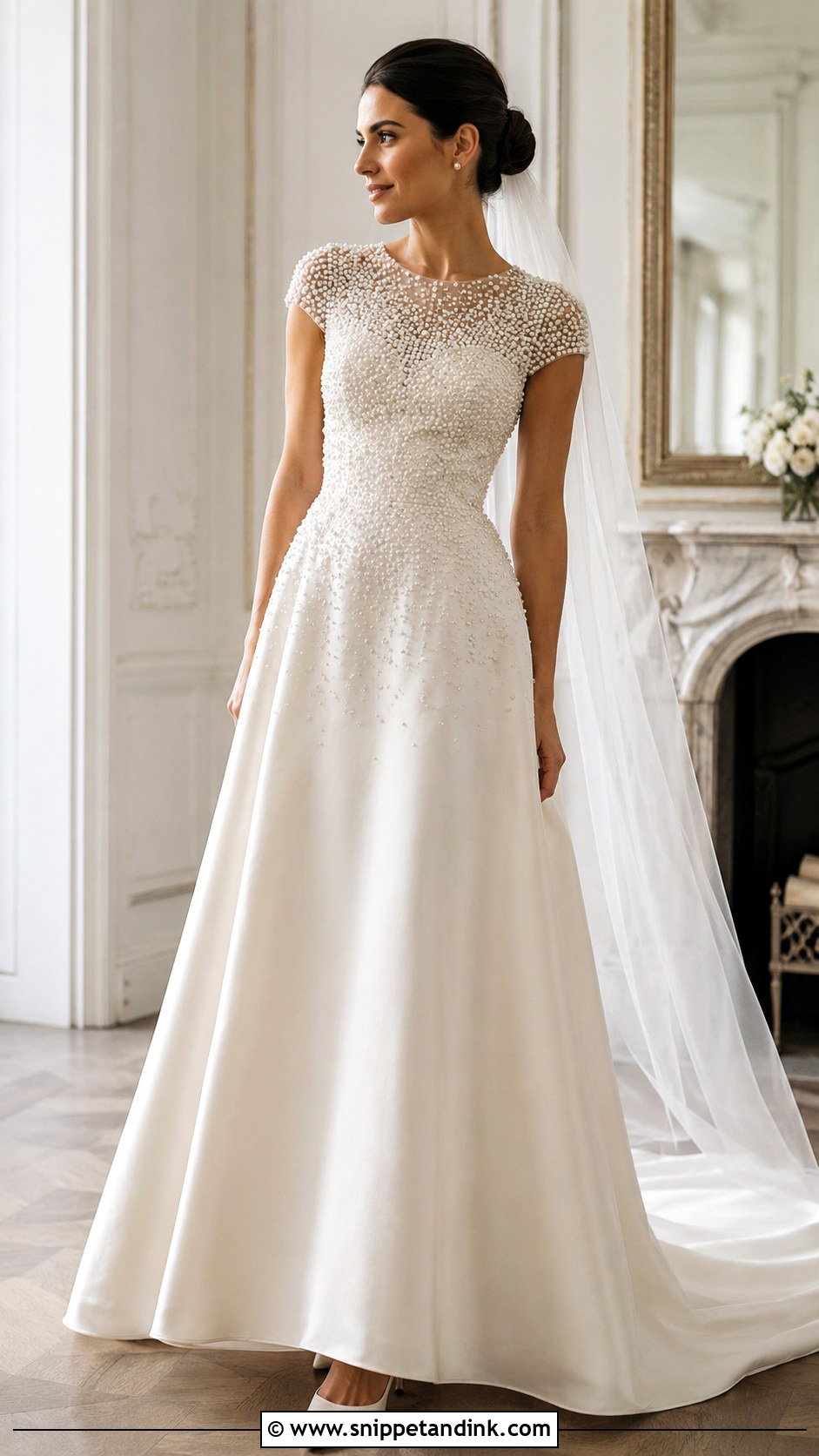 Pearl Embellished Wedding Dress - Snippet and Ink - 20 Dramatic Wedding Dresses