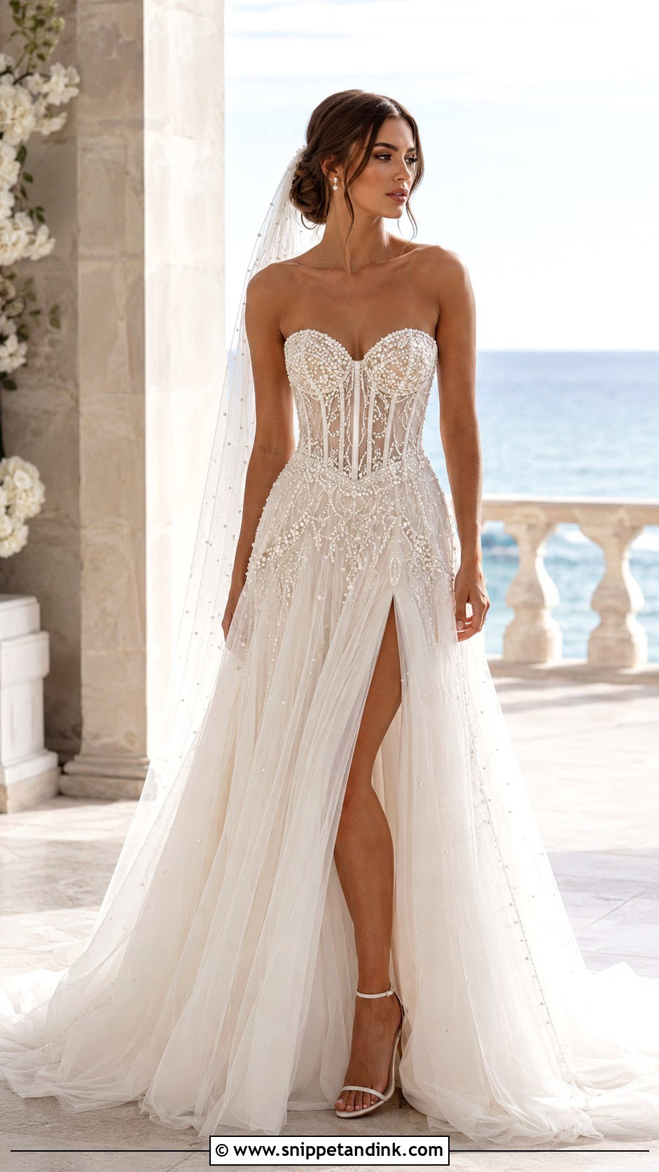Pearl Embellished Wedding Dress - Snippet and Ink - 20 Expensive Wedding Dresses