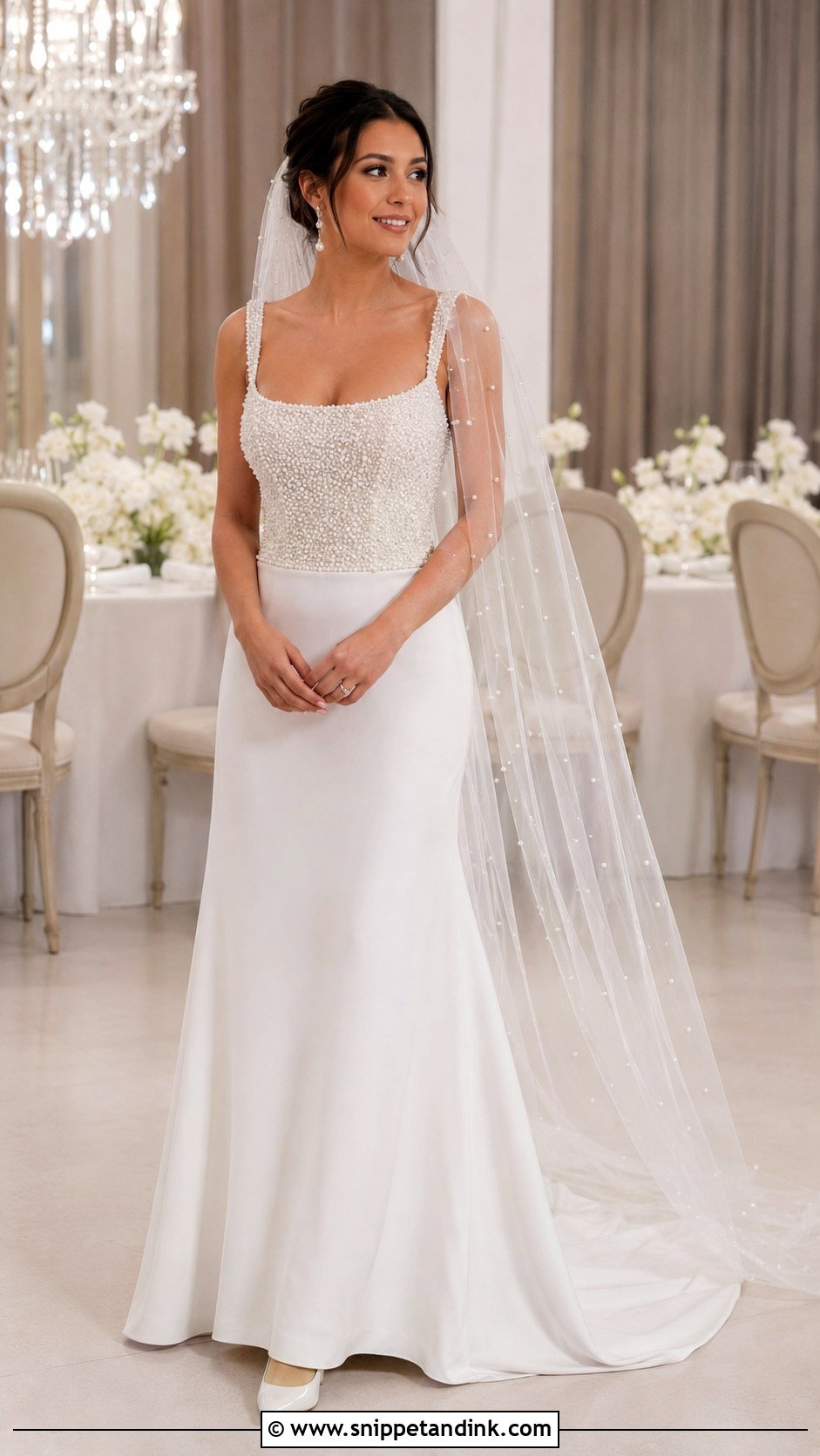Pearl Embellished Wedding Dress - Snippet and Ink - 20 Glamour Wedding Dress Ideas