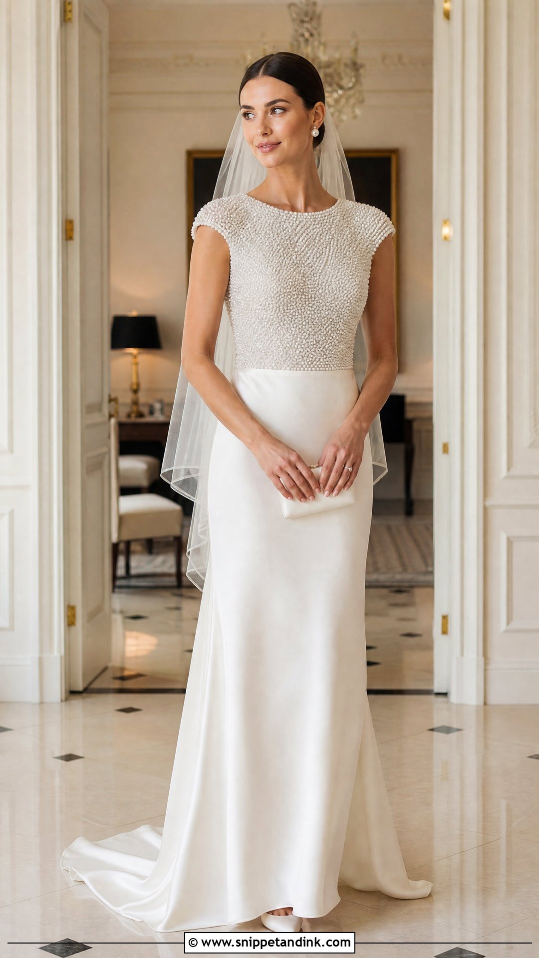 Pearl Embellished Wedding Dress - Snippet and Ink - 20 Uk Wedding Dress Ideas