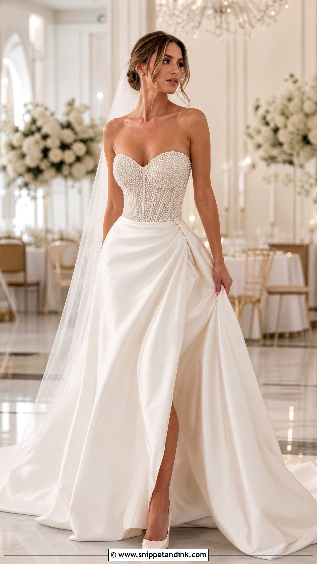 Pearl Embellished Wedding Dress - Snippet and Ink - 20 Unique Elegant Wedding Dresses