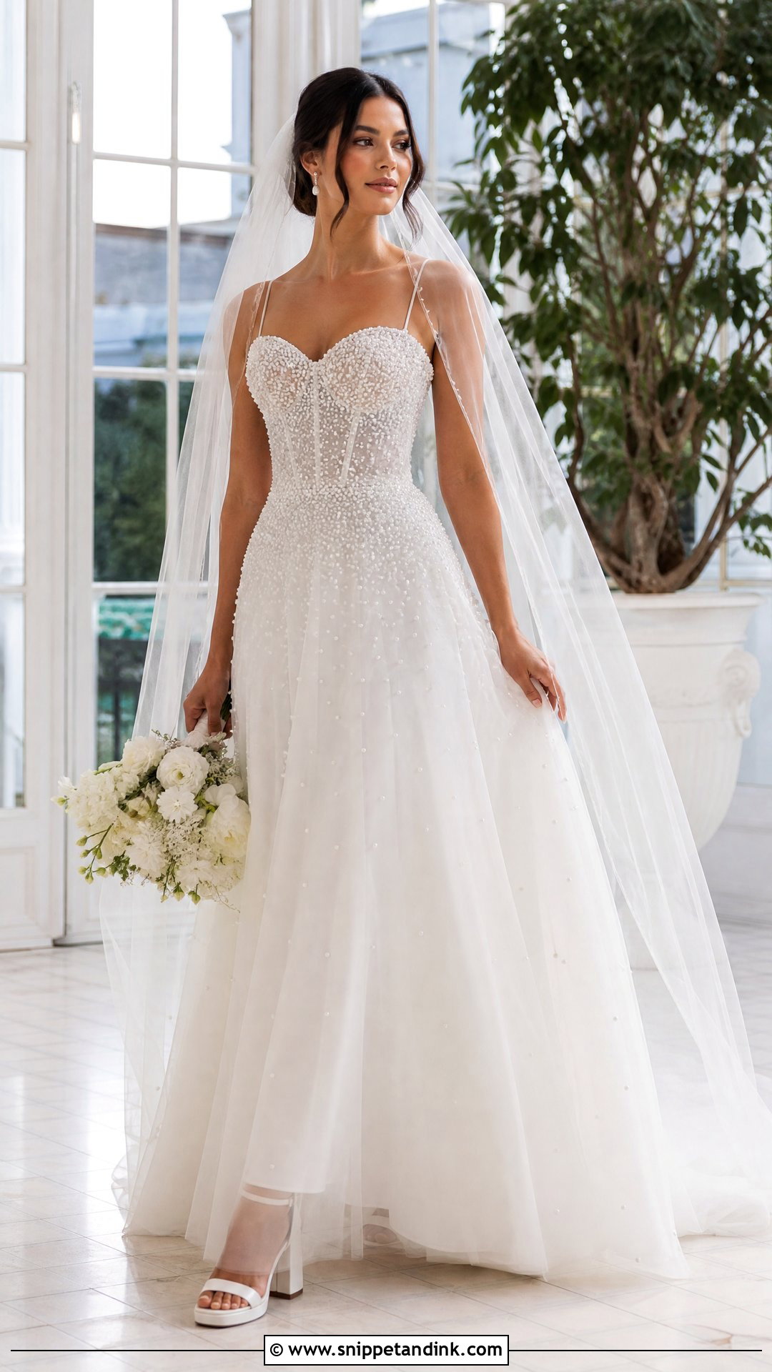 Pearl Embellished Wedding Dress - Snippet and Ink - 20 Wedding Dress 2025 Bride Ideas