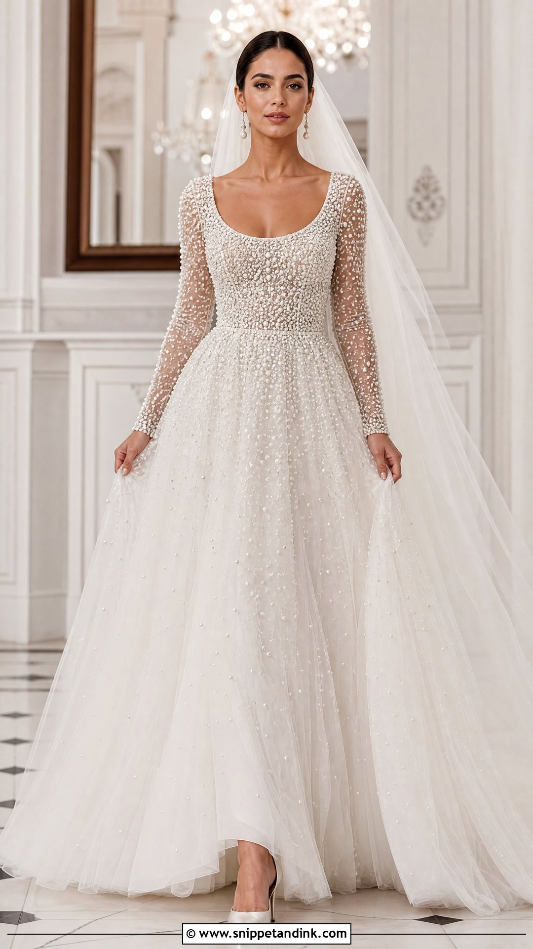 Pearl Embellished Wedding Dress - Snippet and Ink - 20 Over the Top Wedding Dress Ideas