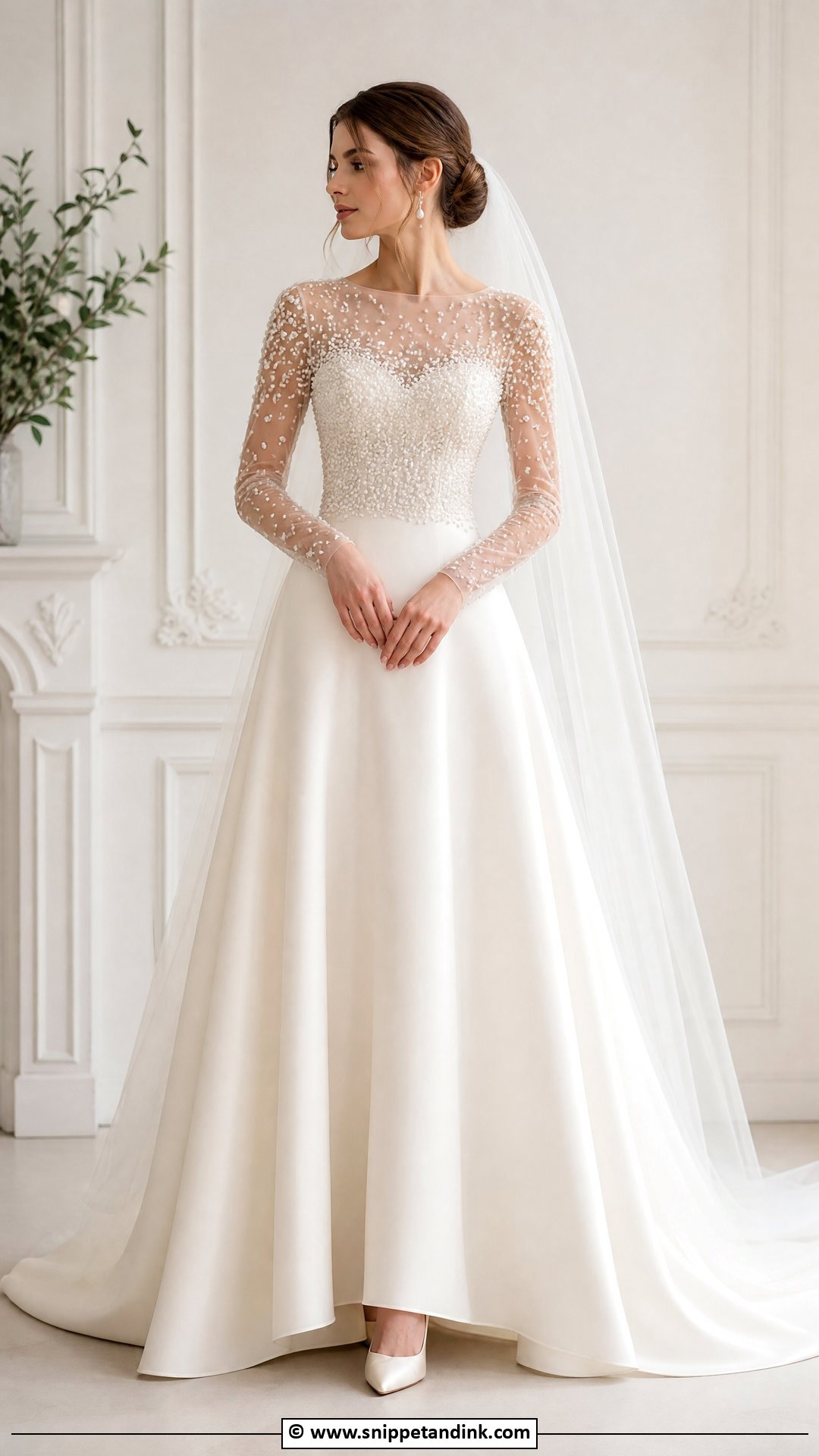 Pearl Embellished Wedding Dress - Snippet and Ink - 35 Classic Wedding Dress Ideas