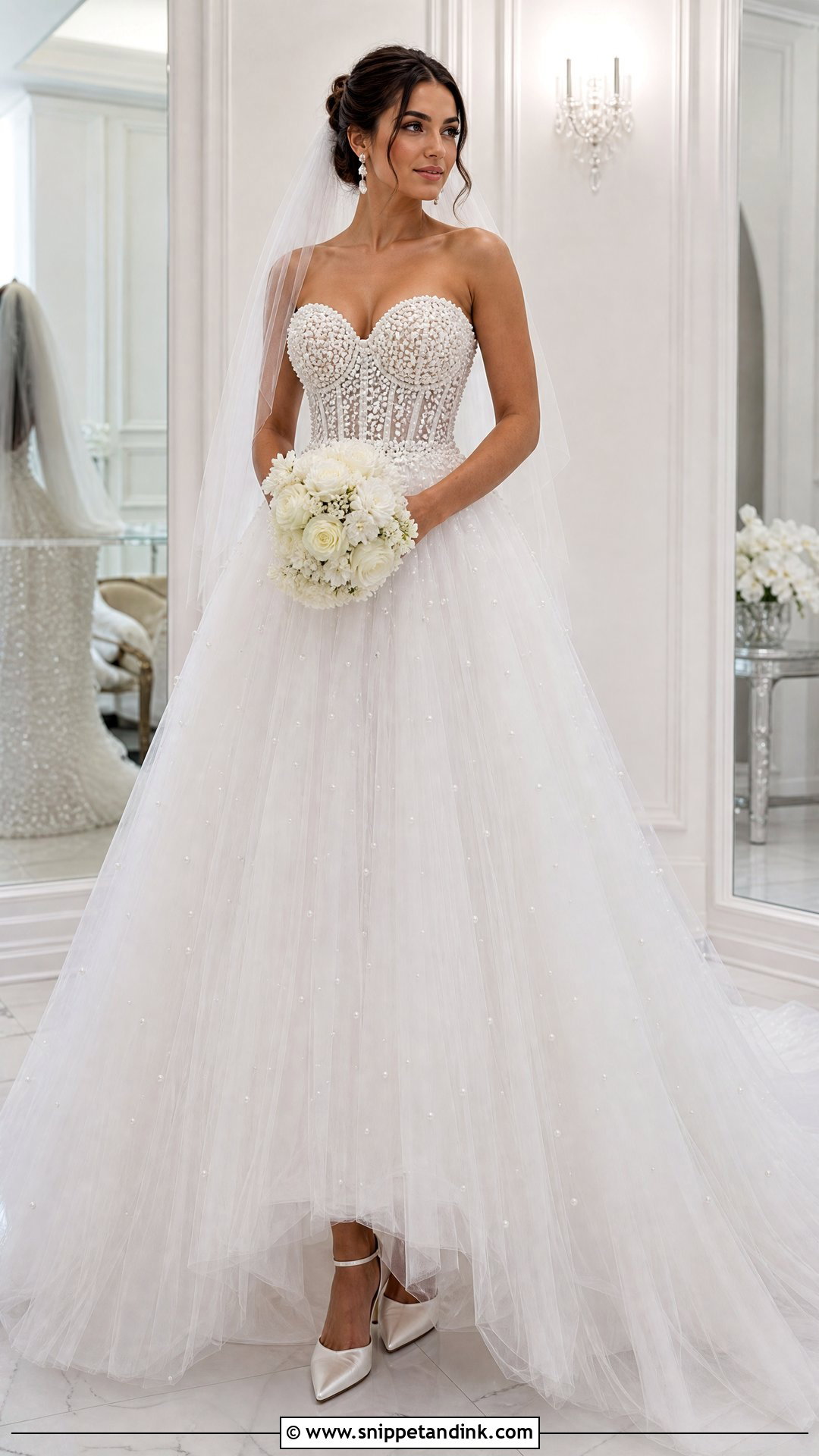 Pearl Embellished Wedding Dress Ballgown - Snippet and Ink - 20 Luxury Wedding Dress Ballgown Ideas