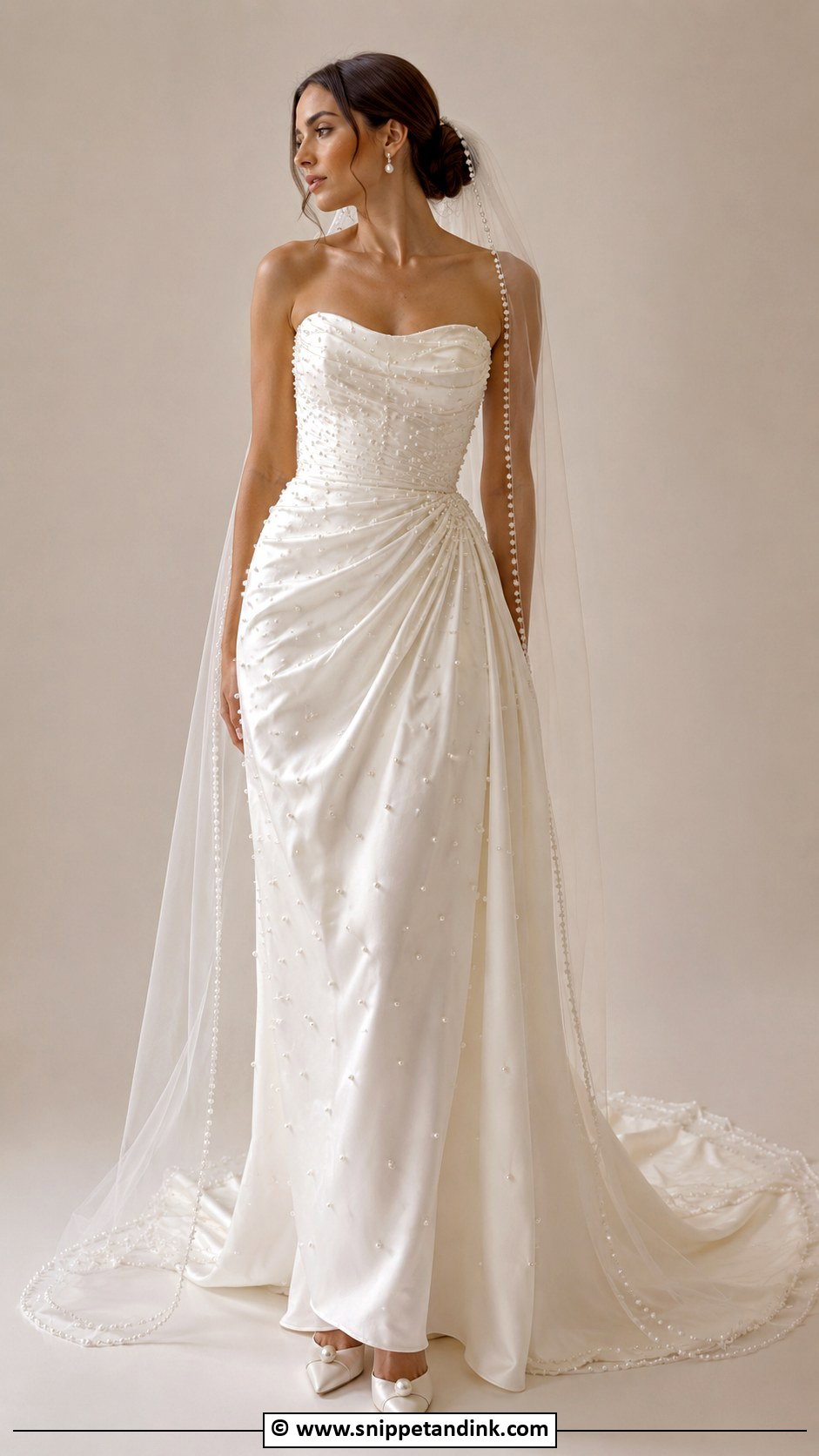 Pearl Embellished Wedding Dress - Snippet and Ink - 25 Glam Wedding Dress Ideas