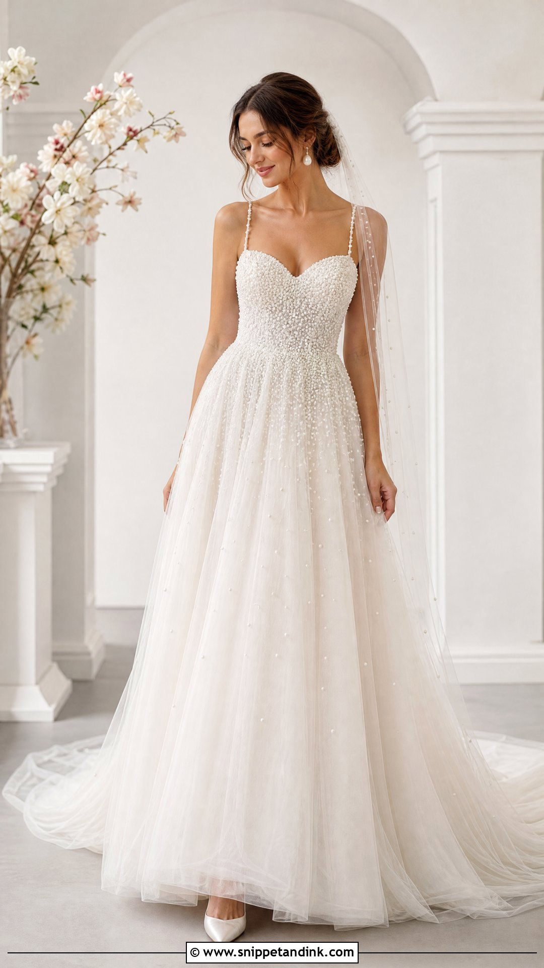 Pearl Embellished Wedding Gown - Snippet and Ink - 25 Elegant Wedding Gown Ideas
