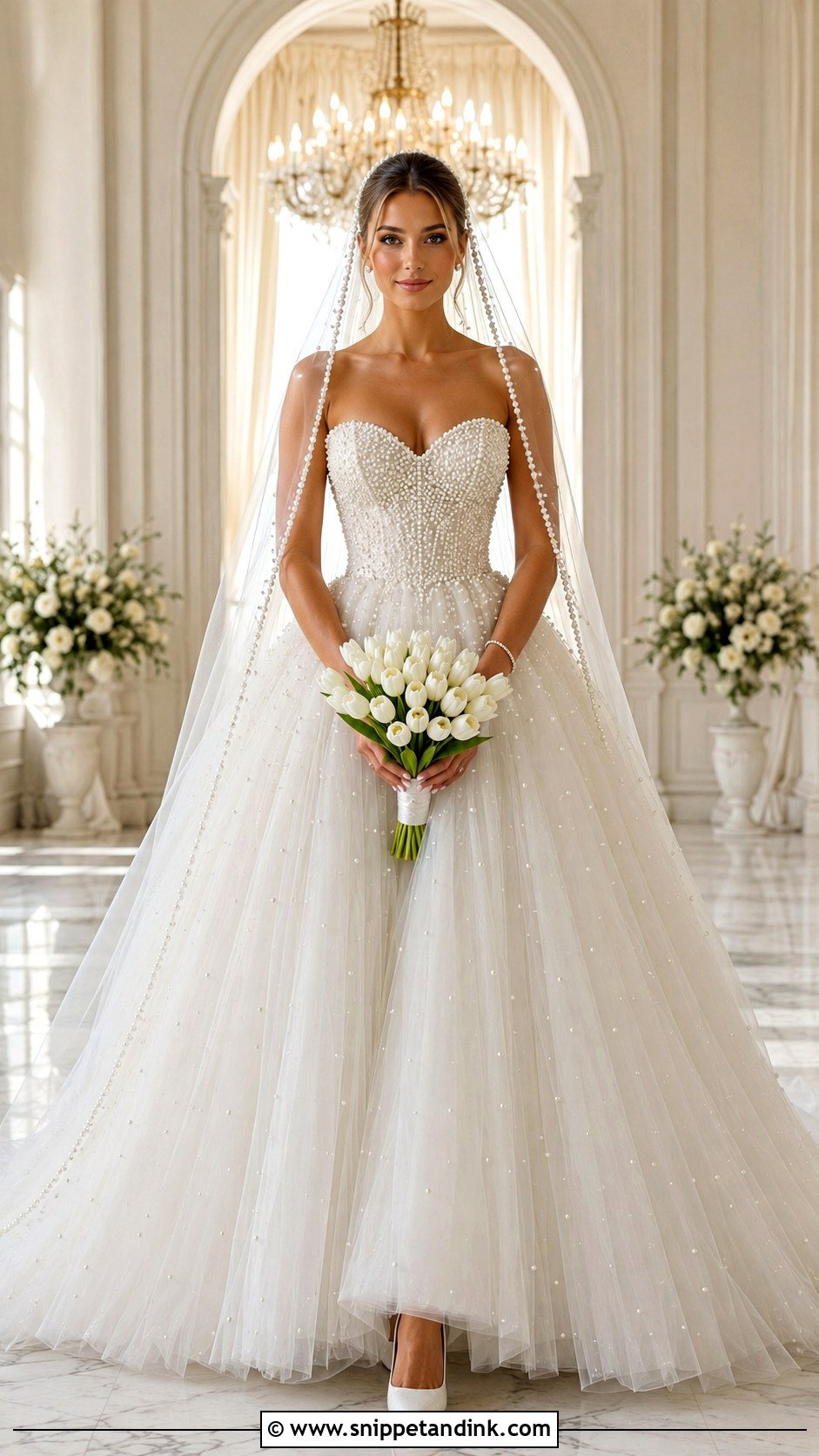 Pearl Embellished Wedding Gown - Snippet and Ink - 20 Big Wedding Gown Ideas