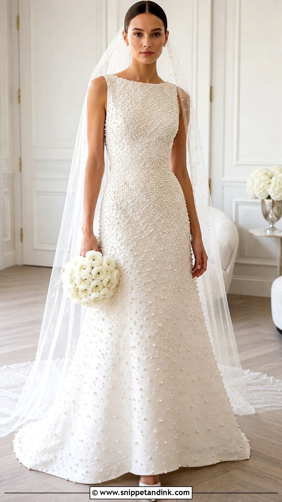 Pearl Embellished Wedding Gown - Snippet and Ink - 20 Haute Couture Wedding Gowns