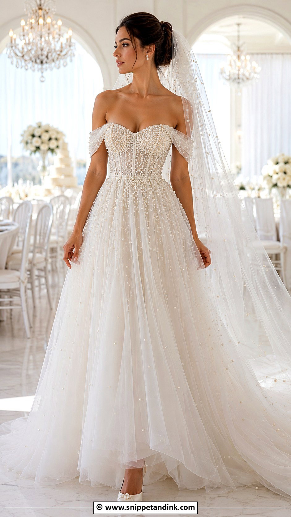 Pearl Embellished Wedding Gown - Snippet and Ink - 30 Classy Wedding Gown Ideas