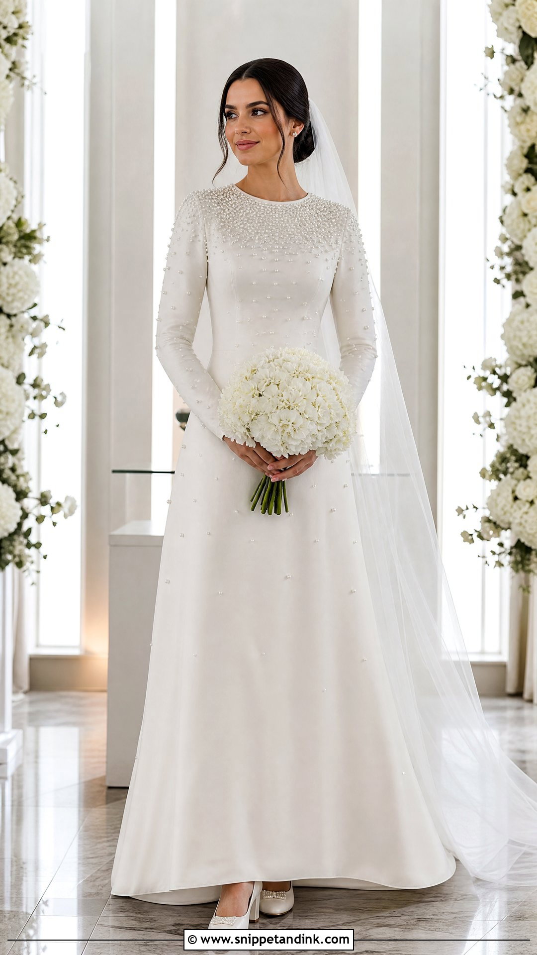 Pearl Embellished White Wedding Gown - Snippet and Ink - 20 White Wedding Gown Christian Brides Ideas