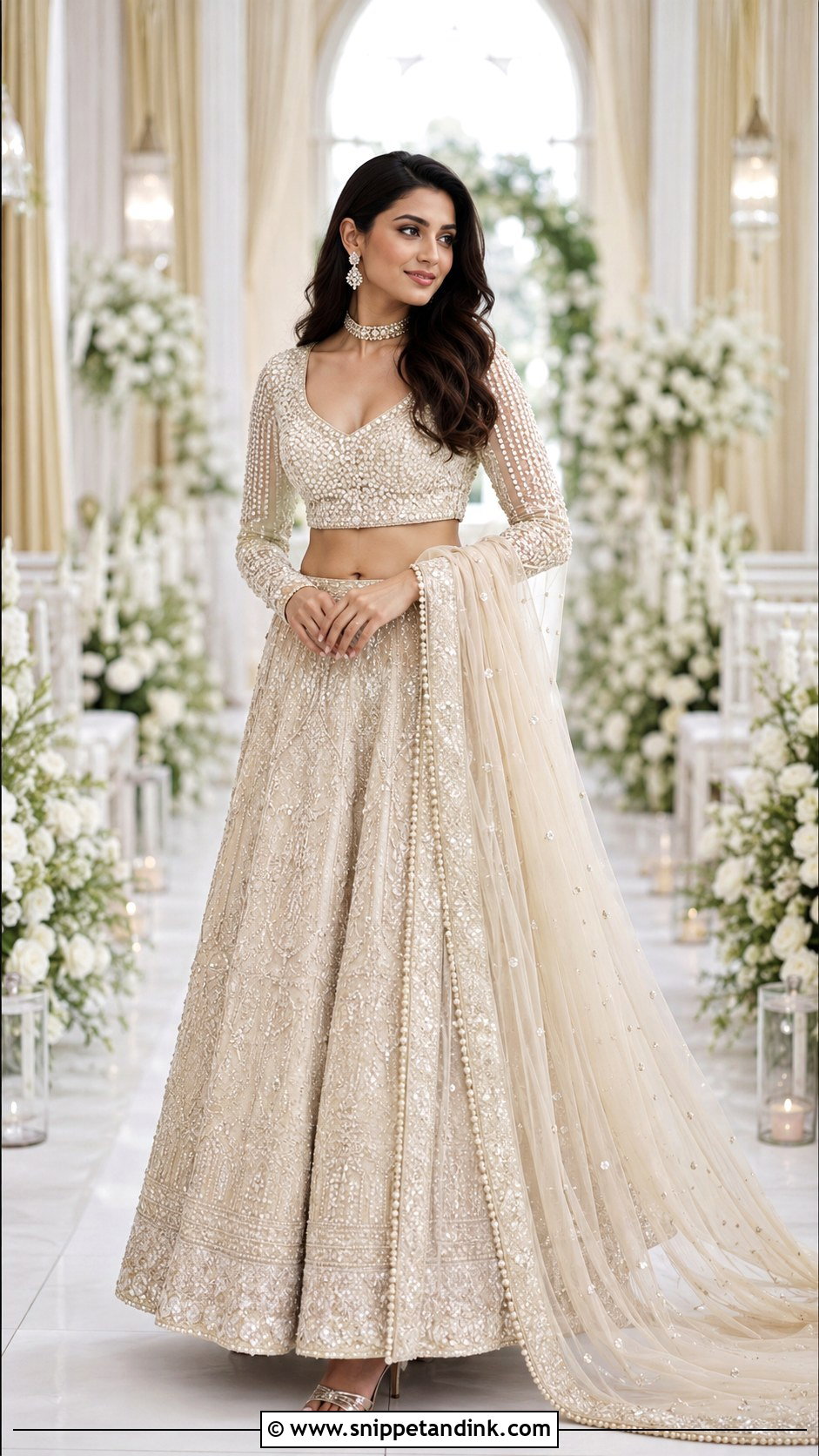 Pearl Embroidered Bridal Blouse - Snippet and Ink - 20 Bridal Wedding Blouse Design Ideas